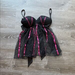 Victoria's Secret Black and Pink Babydoll 34C